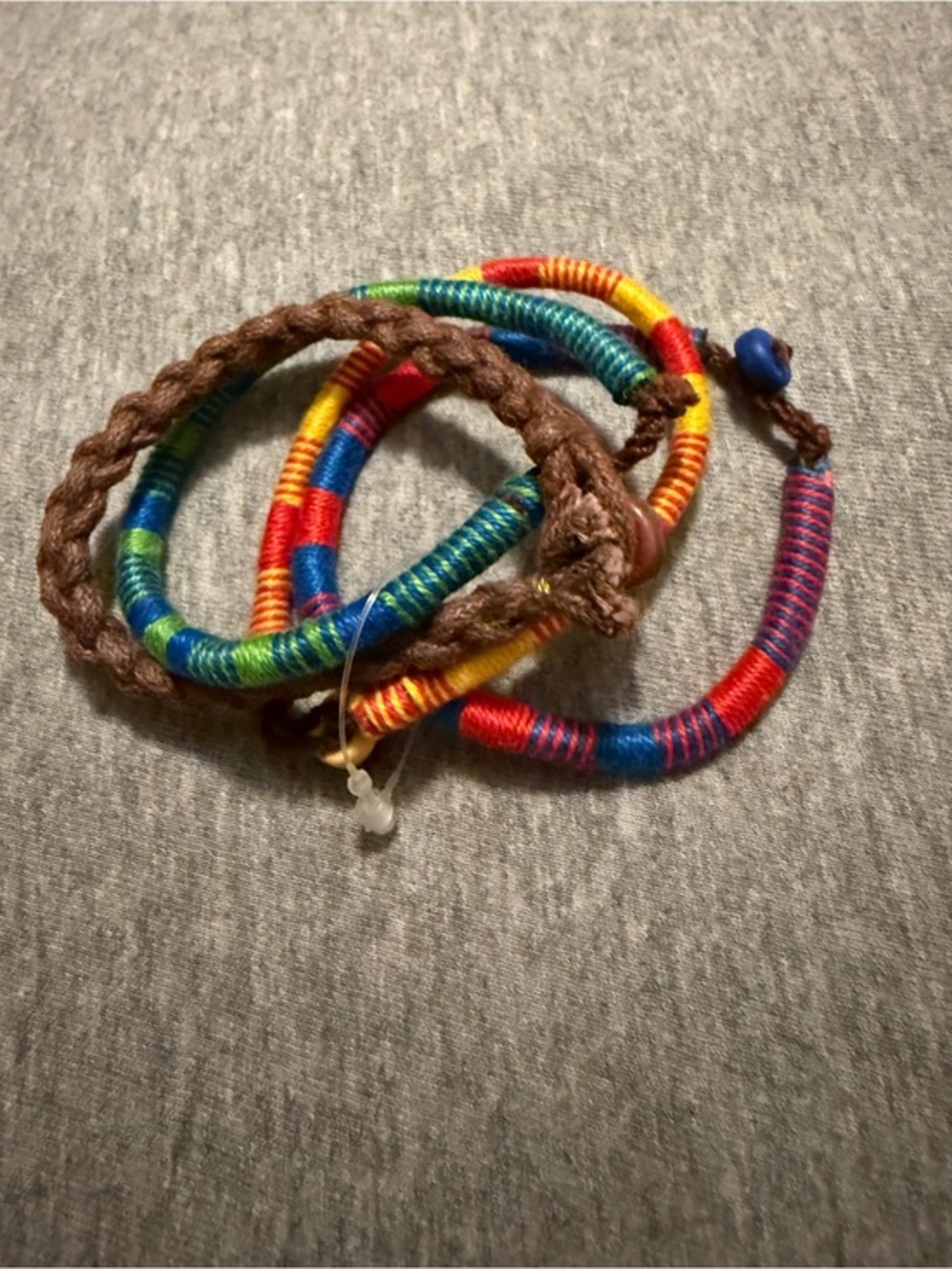 Boho Multi-Strand Cord Bracelet in Pink, Yellow, Blue, Brown